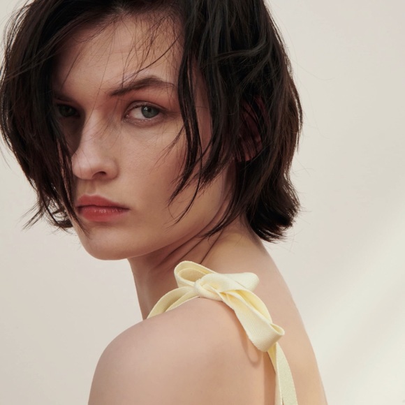 Zara NWT Ruffled Tie Cropped Top Small Ecru White - Picture 7 of 9